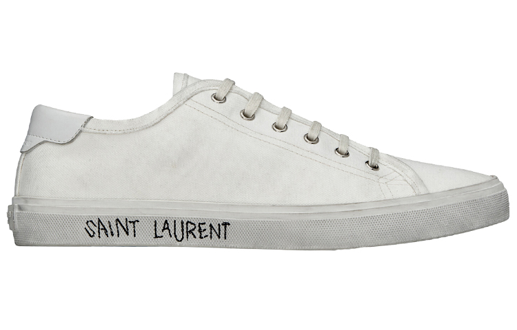 SAINT LAURENT Malibu Distressed Lace-up Sneakers