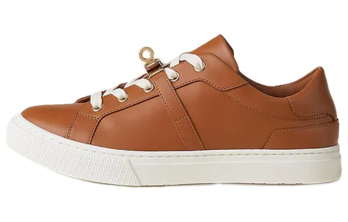 HERMES Day Cow Leather Low top Stylish Skateboarding Shoes Women's Brown