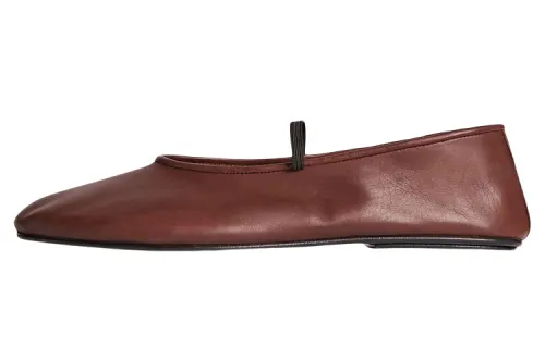 THE ROW Leather Ballet Flat Shoes Women's Red Brown