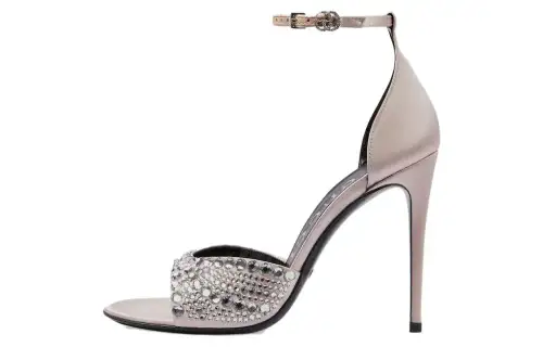 GUCCI Satin One Strap Sandals Women's Silver