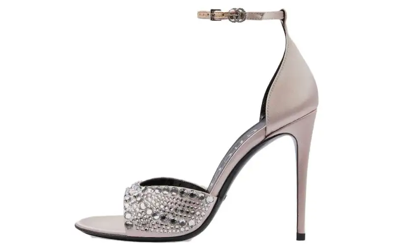 GUCCI Satin One Strap Sandals Women's Silver