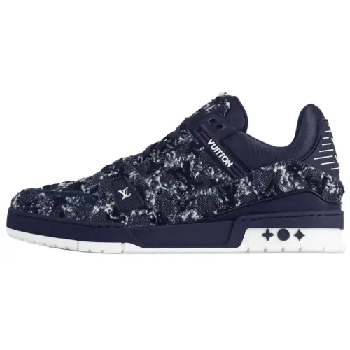 LOUIS VUITTON Trainer Denim Low top Skateboard Shoes Men's Dark Blue