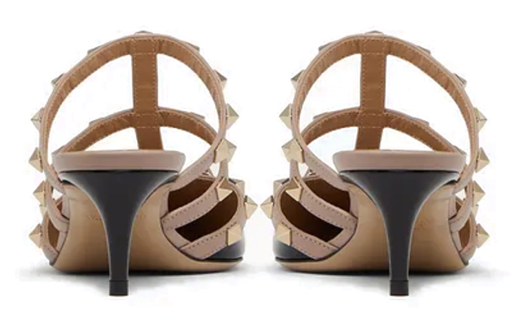 Valentino Rockstud Closed Toe Slippers Women's Brown