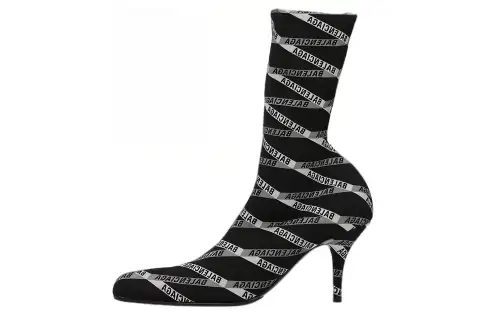 Balenciaga 80mm Monogram Logo Spandex Boots 'Black' Women's