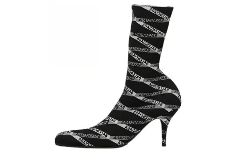 Balenciaga 80mm Monogram Logo Spandex Boots 'Black' Women's