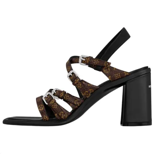 LOUIS VUITTON Berlin One Strap Sandals 8cm Women's Brown