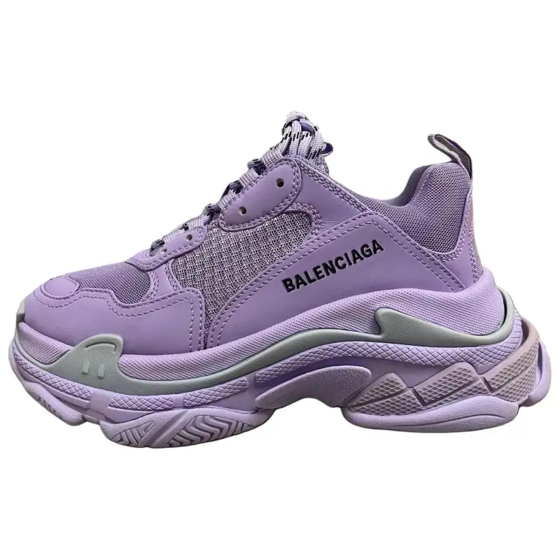 Balenciaga Triple S Leather Low top Chunky Sneakers Women's Purple
