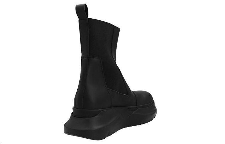 Rick Owens DRKSHDW Beatle Abstract Leather Short Chelsea Boots Men's Black