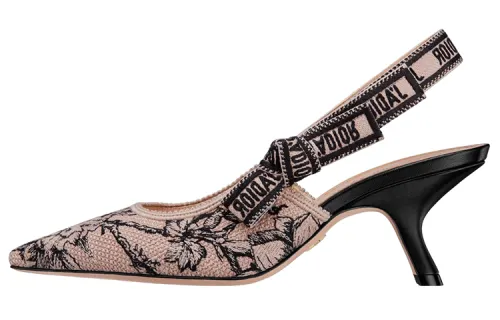 DIOR J'ADIOR Embroidered Canvas High Heels 'Nude'
