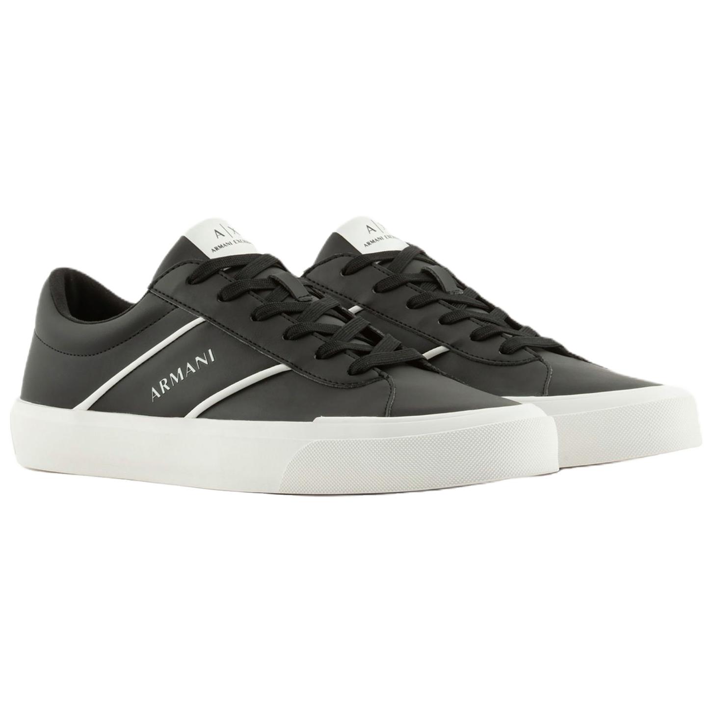 ARMANI EXCHANGEAE Leather Low top Skateboard Shoes Men's Black