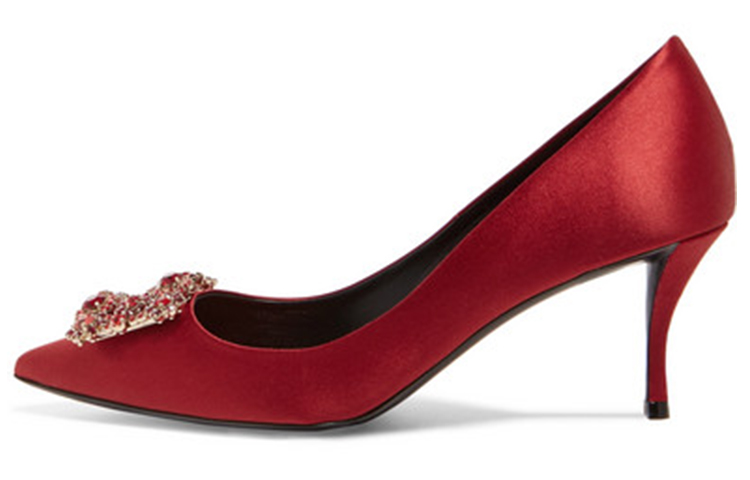 Roger Vivier Flower Strass High Heels 6.5cm Women's Red