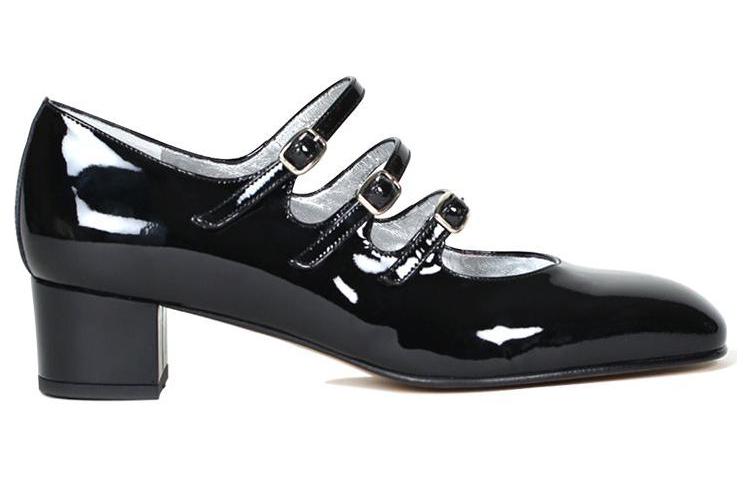 Carel Kina Collection Patent Leather Chunky Heel Mary Jane Shoes Women's Black