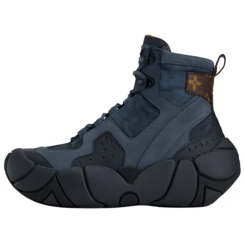 LOUIS VUITTON Bubble Cow Leather Ankle Boots Women's Blue