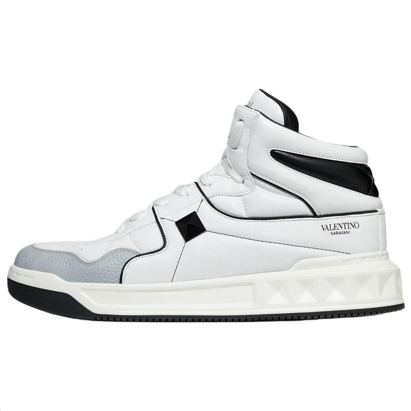 Valentino Valentino One Stud Lightweight, Breathable and Wear-Resistant Casual Mid-top Fashion Sneakers Men's White