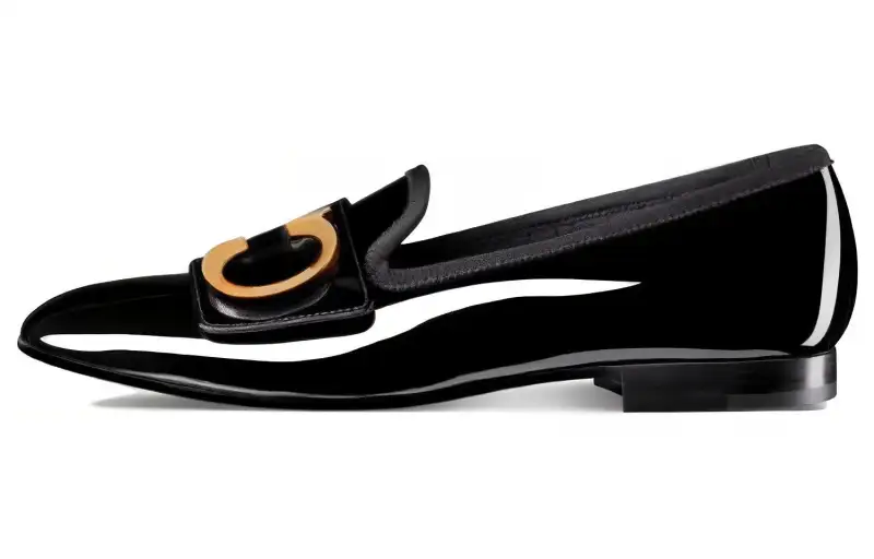 DIOR C'est Dior Leather Loafers Women's Black Gold