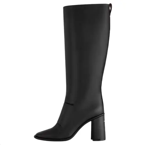 LOUIS VUITTON Berlin Calfskin Knee high Boots 8.5cm Women's Black