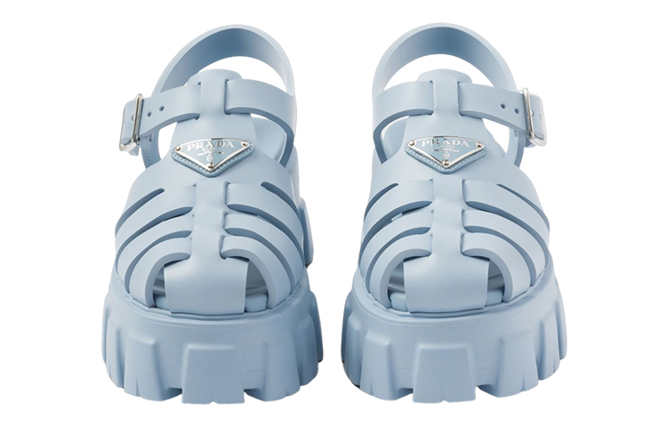 PRADA Monolith Foam Rubber 55mm Sandals Light Blue Women's