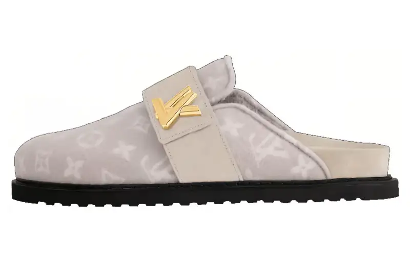 LOUIS VUITTON Closed Toe Slippers Women's Gray