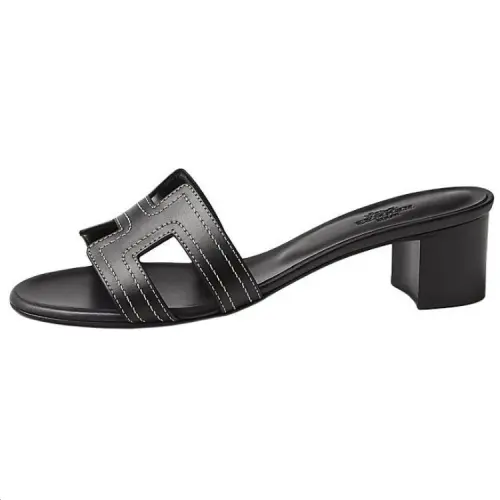 HERMES Oasis Slide Slippers 5cm Women's Black