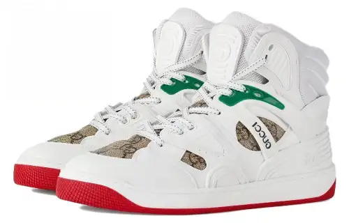 Gucci Wmns Basket Sneaker High 'White Demetra Red' Women's