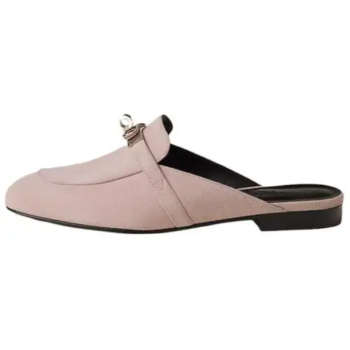 HERMES Oz Rubber Sole Closed Toe Slippers Women's Pink