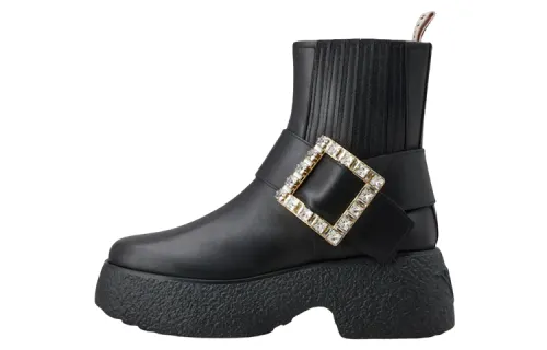 Roger Vivier Roger Vivier Leather Round Sleeve Boots Women Black