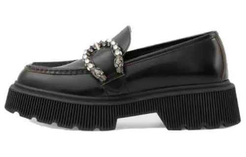 GUCCI Leather Platform Shoes Women's Black