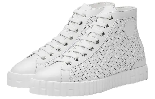 HERMES Climb Leather High top Stylish Skateboarding Shoes Women's White