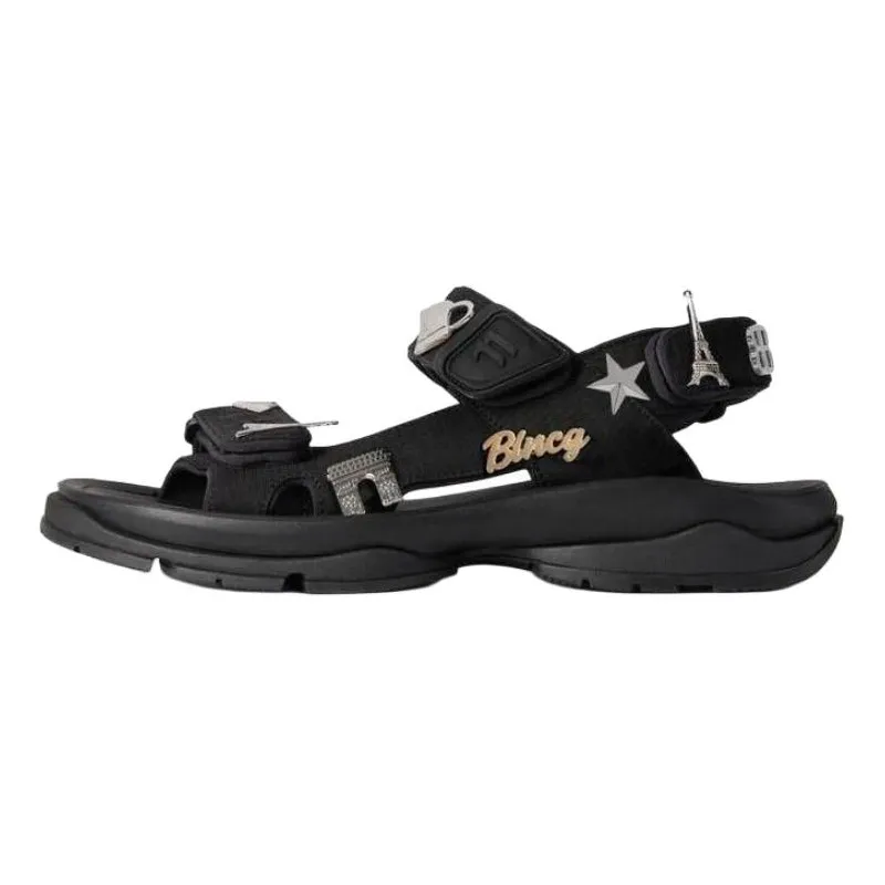Balenciaga Tourist Leather Beach Sandals Women's Black