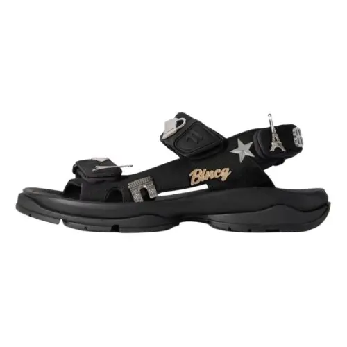 Balenciaga Tourist Leather Beach Sandals Women's Black