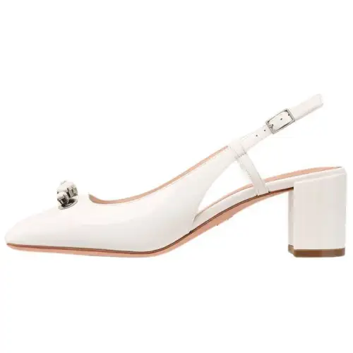 DIOR Paris Chunky Heel High Heels 5.5cm Women's White