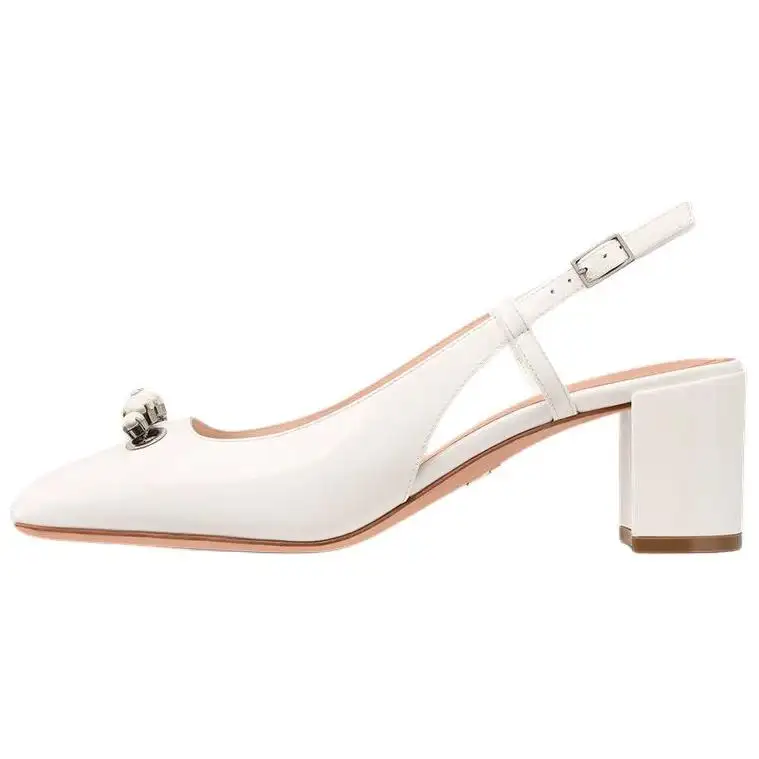 DIOR Paris Chunky Heel High Heels 5.5cm Women's White