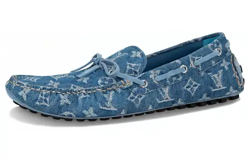 LOUIS VUITTON Arizona Denim Monogram Casual Shoes Men's Sea Blue