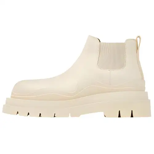 Bottega Veneta Tire Leather Fashion Ankle Length Chelsea Boots Men's Sea Salt Color