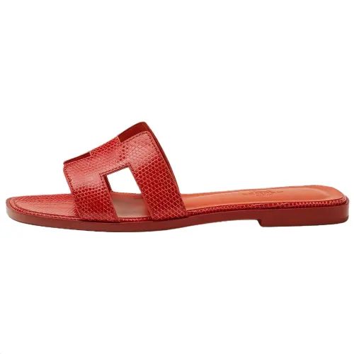 HERMES Oran Slide Slippers Women's Red