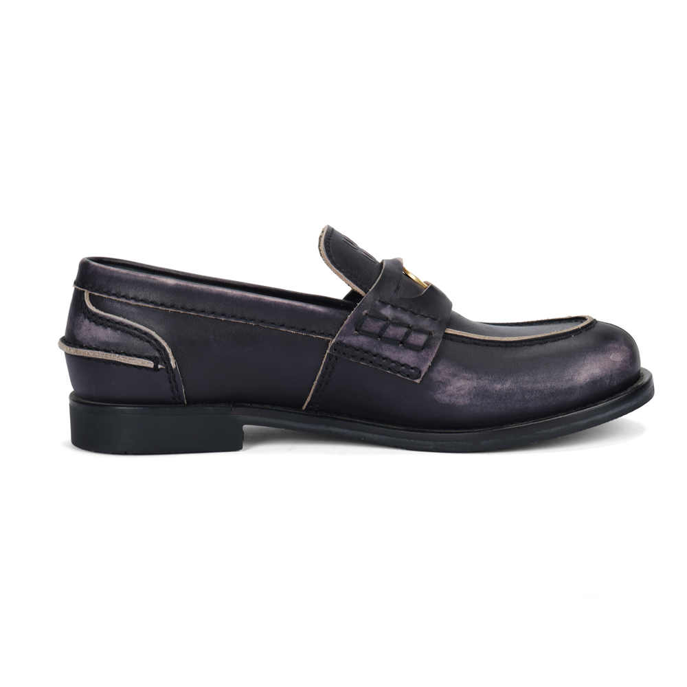 MIU MIU Leather Loafers Women's Vintage Blue