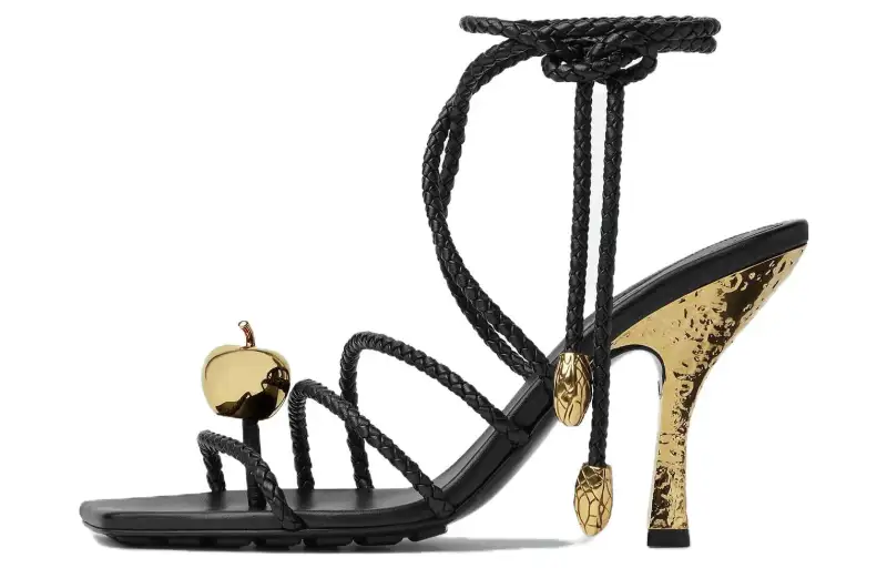 Bottega Veneta Adam Leather One Strap Sandals 9cm Women's Black