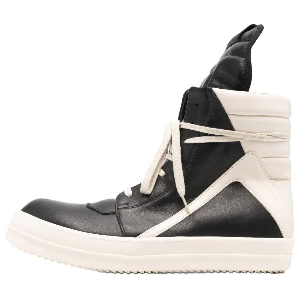 RICK OWENS/RO Cow Leather High top Skateboard Shoes Men's Black White