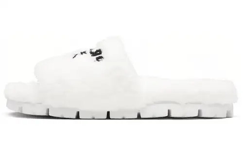 PRADA Terry Cloth Slide White Black Women's