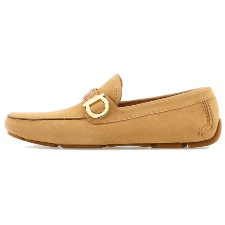 FERRAGAMO Gancini Cow Leather Casual Shoes Men's Yellow