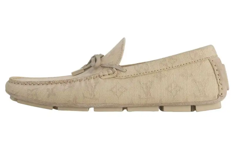 LOUIS VUITTON Driver Fabric Casual Shoes Men's Beige