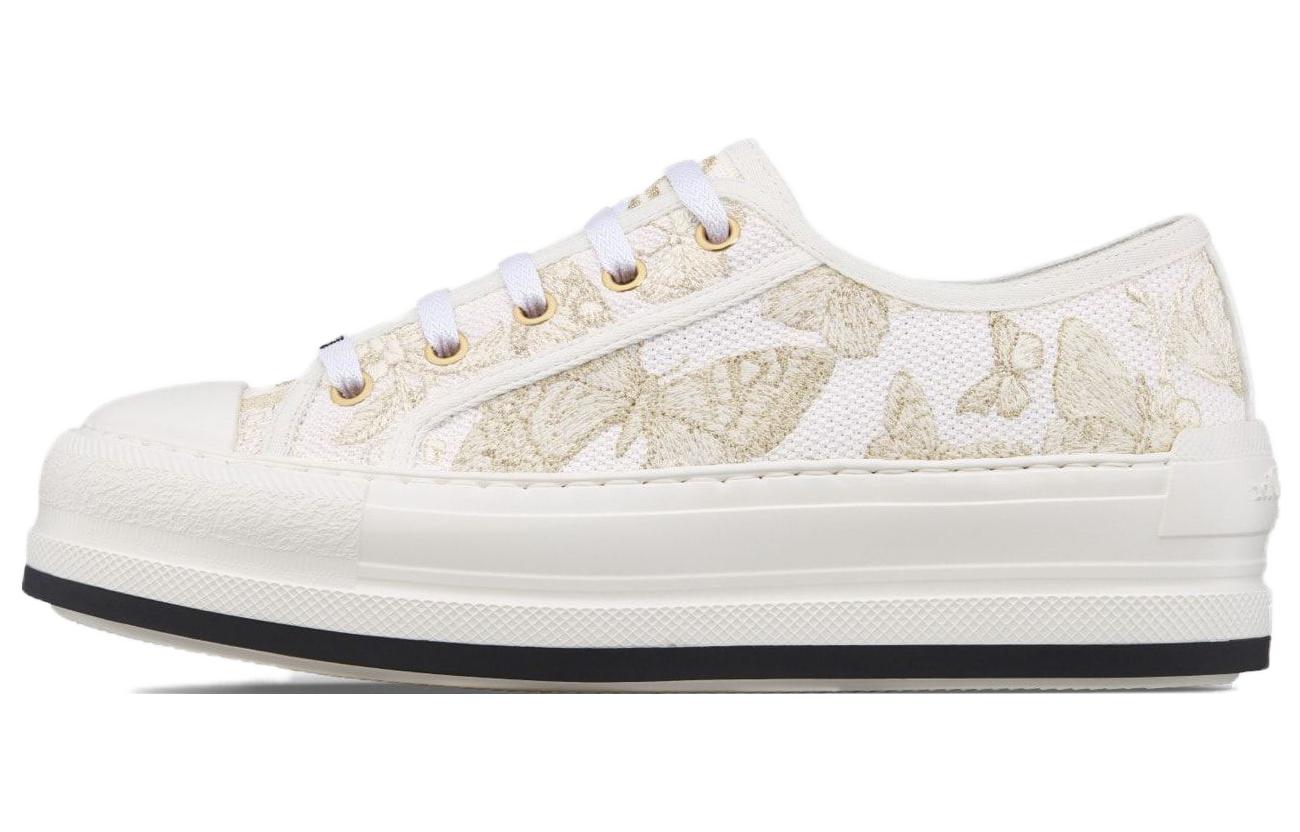 DIOR Walk'n'Dior Platform Shoes Low top Skateboard Shoes Women's White Gold