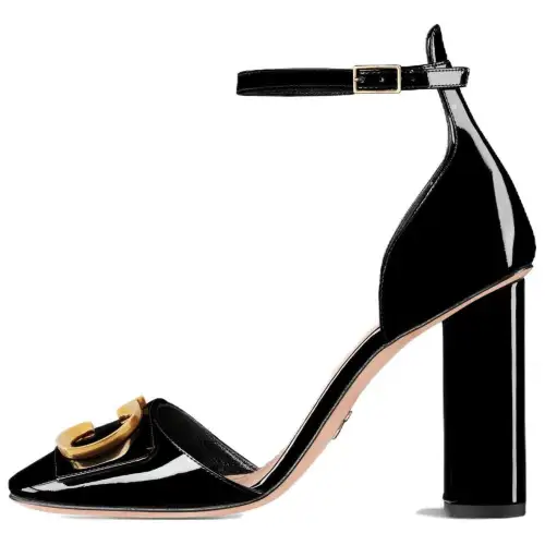 DIOR C'est Dior Patent Leather Chunky Heel High Heels 10cm Women's Black