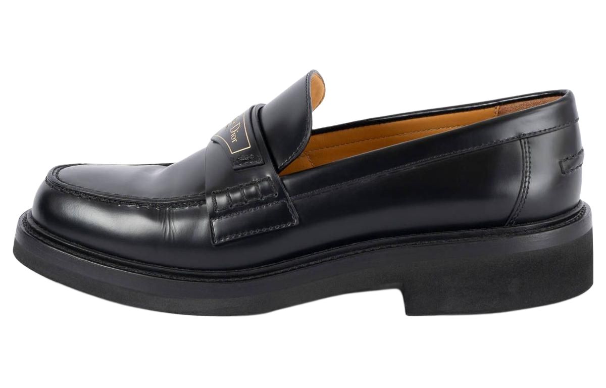 DIOR Boy Leather Logo Loafers Women's Black