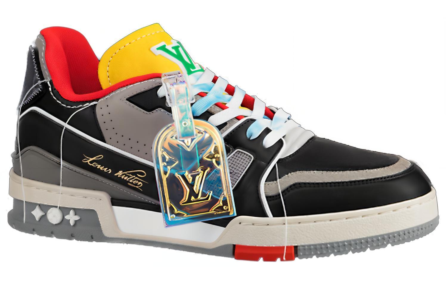 Мужские кеды Louis Vuitton LOUIS VUITTON Trainer (черно-красно-желтые) — фото 2