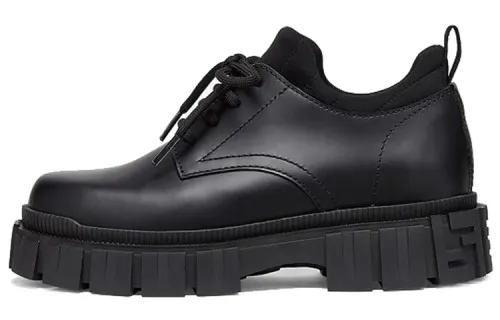 FENDI Leather Lace Up Casual Shoes Women's Black