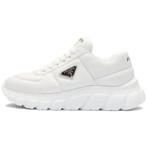 PRADA Leather Low top Casual Shoes Women's White