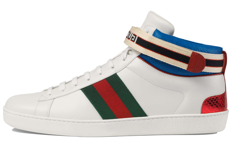 GUCCI Gucci ACE striped webbing fashion sneakers men's white
