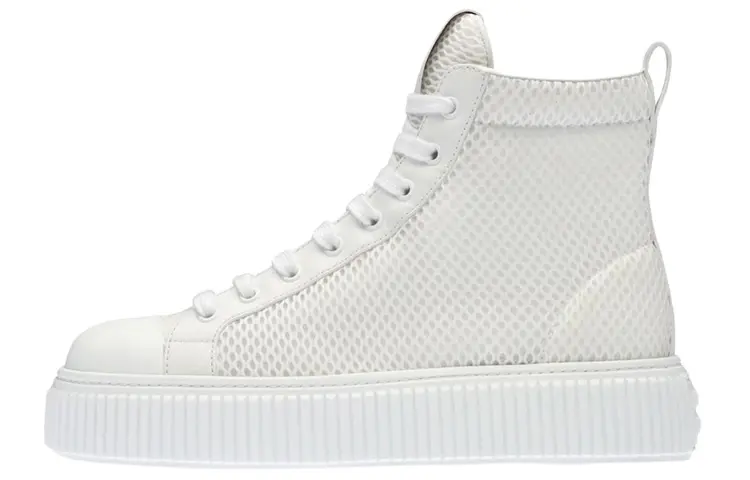MIU MIU Mesh High top Stylish Skateboarding Shoes Women's White