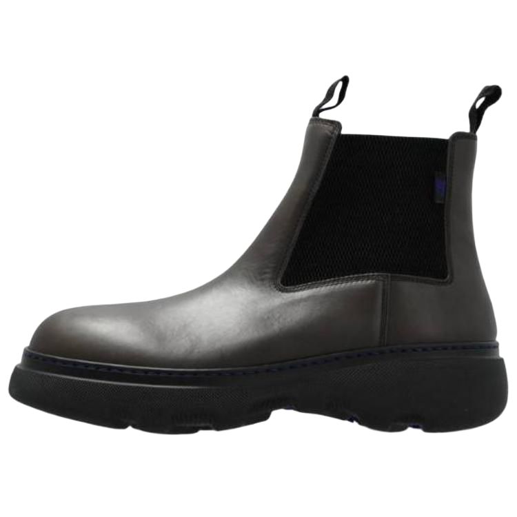 Burberry Burberry Creeper calfskin round toe short Chelsea boots men's black